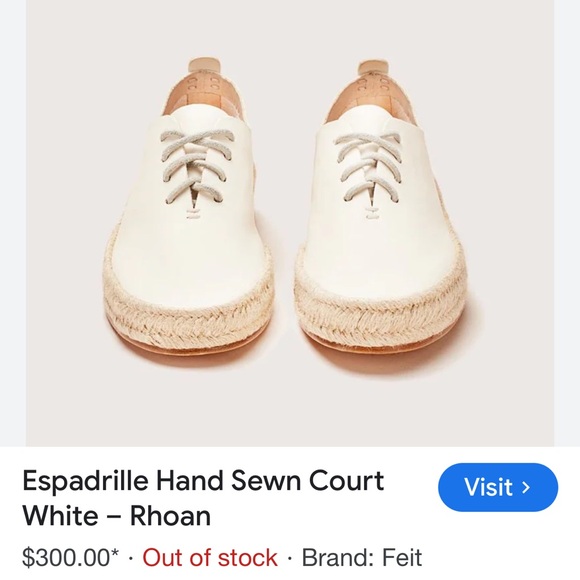 🥿NWT FEIT WOMENS ESPADRILLE TIE UP SHOES HAND SEWN IN COURT WHITE SIZE 40 - Picture 2 of 13
